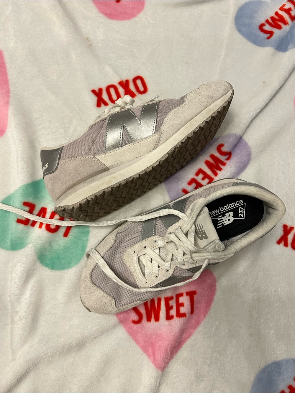 New Balance 237 Sneakers in Light Gray and Silver Accents